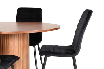 Bianca Matgrupp 110 cm Rund med 4 Windu Lyx stolar - Svart - Products - Möbler - Bord & matgrupp - Matgrupp