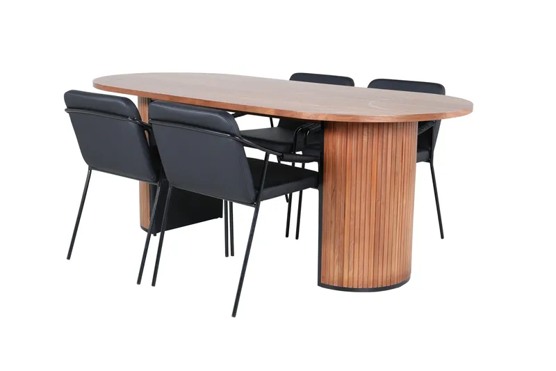 Bianca Matgrupp 200 cm Oval med 4 Tvista stolar, Svart
