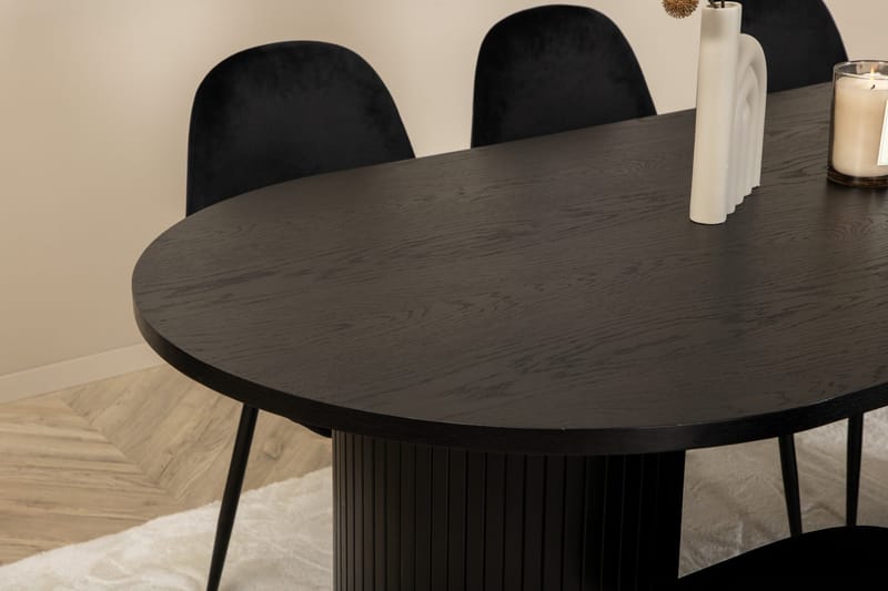 Bianca Matgrupp 200 cm Oval med 6 Polar stolar - Svart - Products - Möbler - Bord & matgrupp - Matgrupp