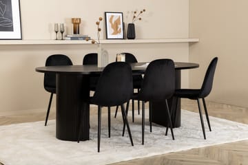 Bianca Matgrupp 200 cm Oval med 6 Polar stolar - Svart - Products - Möbler - Bord & matgrupp - Matgrupp