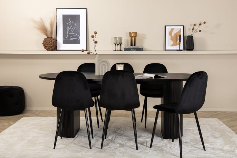 Bianca Matgrupp 200 cm Oval med 6 Polar stolar - Svart - Products - Möbler - Bord & matgrupp - Matgrupp