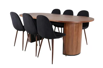 Bianca Matgrupp 200 cm Oval med 6 Polar stolar - Svart - Products - Möbler - Bord & matgrupp - Matgrupp