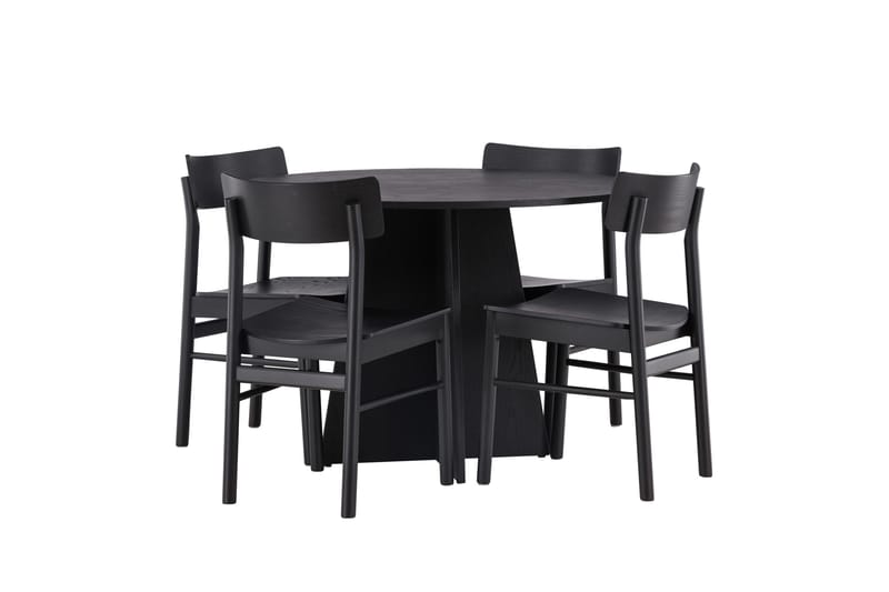 Bootcut Matgrupp + 4 stolar Rund - Svart - Products - Möbler - Bord & matgrupp - Matgrupp