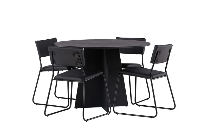 Bootcut Matgrupp 110 cm Rund med 4 Kenth Stolar - Svart - Products - Möbler - Bord & matgrupp - Matgrupp