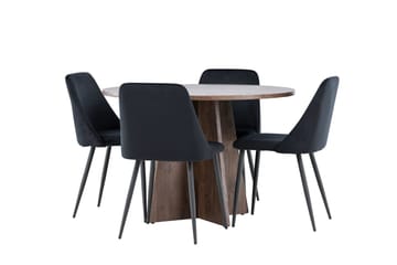 Bootcut Matgrupp 110 cm Rund med 4 Night stolar - Mocca/Svart - Products - Möbler - Bord & matgrupp - Matgrupp