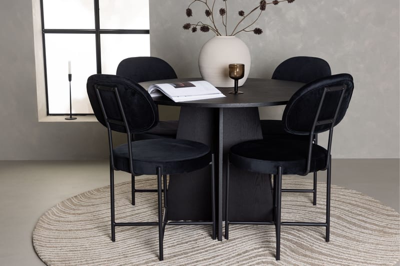 Bootcut Matgrupp 110 cm Rund med 4 Stella stolar - Svart - Products - Möbler - Bord & matgrupp - Matgrupp