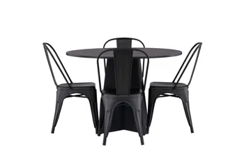 Bootcut Matgrupp 110 cm Rund med 4 Tempe Stolar - Svart - Products - Möbler - Bord & matgrupp - Matgrupp