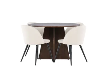 Bootcut Matgrupp 110 cm Rund med 4 Velvet stolar - Mocca/Beige - Products - Möbler - Bord & matgrupp - Matgrupp