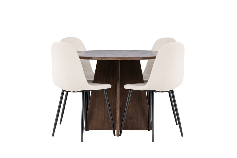 Bootcut Matgrupp 110 cm Rund med 4 Polar stolar - Mocca/Beige - Products - Möbler - Bord & matgrupp - Matgrupp