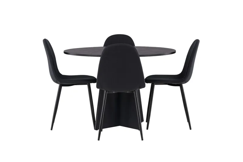 Bootcut Matgrupp 110 cm Rund med 4 Polar stolar - Svart - Products - Möbler - Bord & matgrupp - Matgrupp