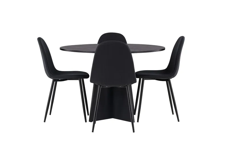 Bootcut Matgrupp 110 cm Rund med 4 Polar stolar, Svart