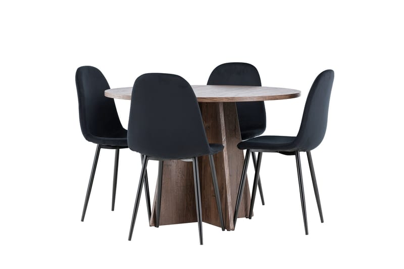 Bootcut Matgrupp 110 cm Rund med 4 Polar stolar - Mocca/Svart - Products - Möbler - Bord & matgrupp - Matgrupp