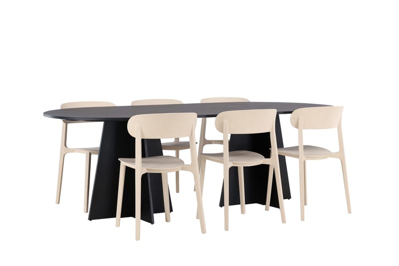 Bootcut Matgrupp 230 cm Oval med 6 Åstol stolar - Svart - Products - Möbler - Bord & matgrupp - Matgrupp