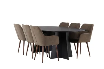 Bootcut Matgrupp 230 cm Oval med 6 Tomorrow stolar - Brun - Products - Möbler - Bord & matgrupp - Matgrupp