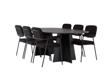 Bootcut Matgrupp 230 cm Oval med 6 Yesterday stolar - Svart - Products - Möbler - Bord & matgrupp - Matgrupp