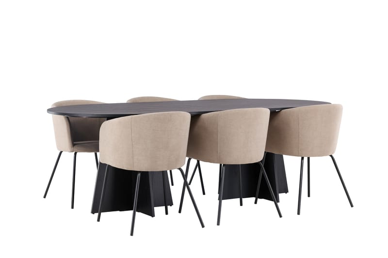 Bootcut Matgrupp 230 cm Rektangulär med 6 Berit stolar - Beige - Products - Möbler - Bord & matgrupp - Matgrupp