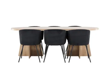 Bootcut Matgrupp 230 cm Rektangulär med 6 Berit stolar - Whitewash/Svart - Products - Möbler - Bord & matgrupp - Matgrupp