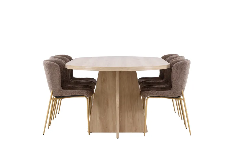 Bootcut Matgrupp 230 cm Rektangulär med 6 Modesto stolar - Whitewash/Brun - Products - Möbler - Bord & matgrupp - Matgrupp