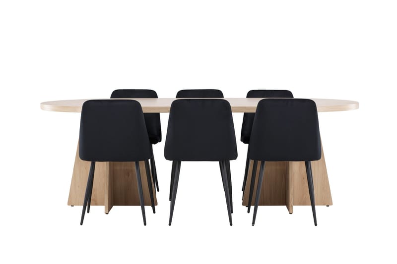 Bootcut Matgrupp 230 cm Rektangulär med 6 Night stolar - Whitewash/Svart - Products - Möbler - Bord & matgrupp - Matgrupp