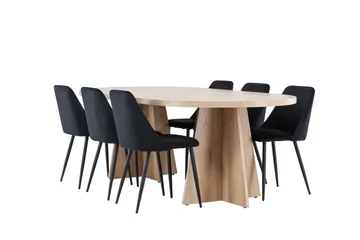 Bootcut Matgrupp 230 cm Rektangulär med 6 Night stolar - Whitewash/Svart - Products - Möbler - Bord & matgrupp - Matgrupp