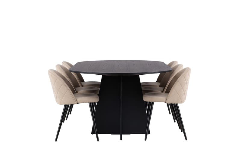 Bootcut Matgrupp 230 cm Rektangulär med 6 Velvet stolar - Beige - Products - Möbler - Bord & matgrupp - Matgrupp