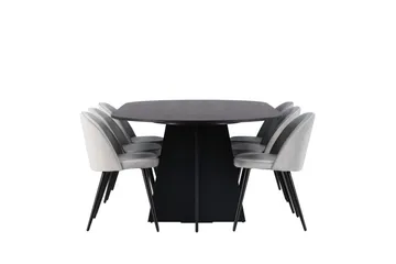 Bootcut Matgrupp 230 cm Rektangulär med 6 Velvet stolar - Svart - Products - Möbler - Bord & matgrupp - Matgrupp