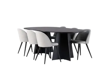 Bootcut Matgrupp 230 cm Rektangulär med 6 Velvet stolar - Svart - Products - Möbler - Bord & matgrupp - Matgrupp