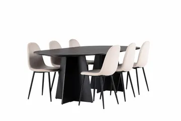 Bootcut Matgrupp 230 cm Rektangulär med 6 Polar stolar - Beige - Products - Möbler - Bord & matgrupp - Matgrupp