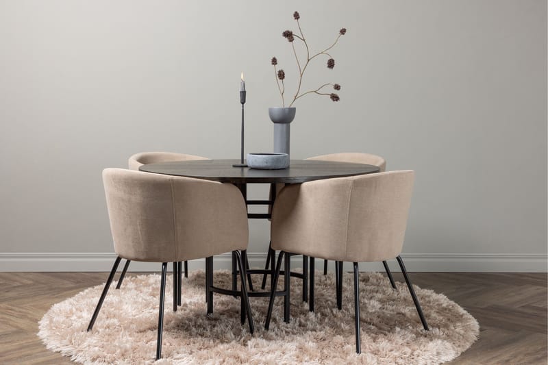 Copenhagen Matgrupp 115 cm Rund med 4 Berit stolar - Beige - Products - Möbler - Bord & matgrupp - Matgrupp