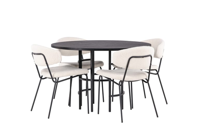 Copenhagen Matgrupp 115 cm Rund med 4 Chico Stolar - Svart - Products - Möbler - Bord & matgrupp - Matgrupp