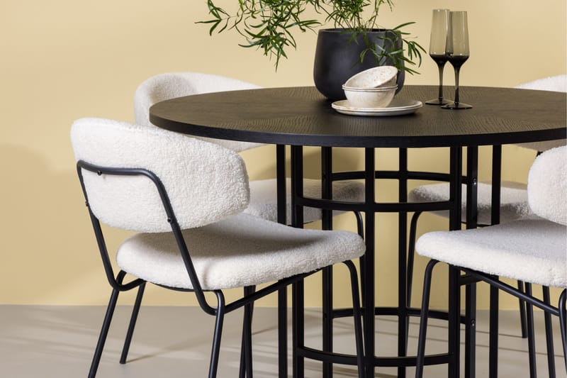 Copenhagen Matgrupp 115 cm Rund med 4 Chico Stolar - Svart - Products - Möbler - Bord & matgrupp - Matgrupp