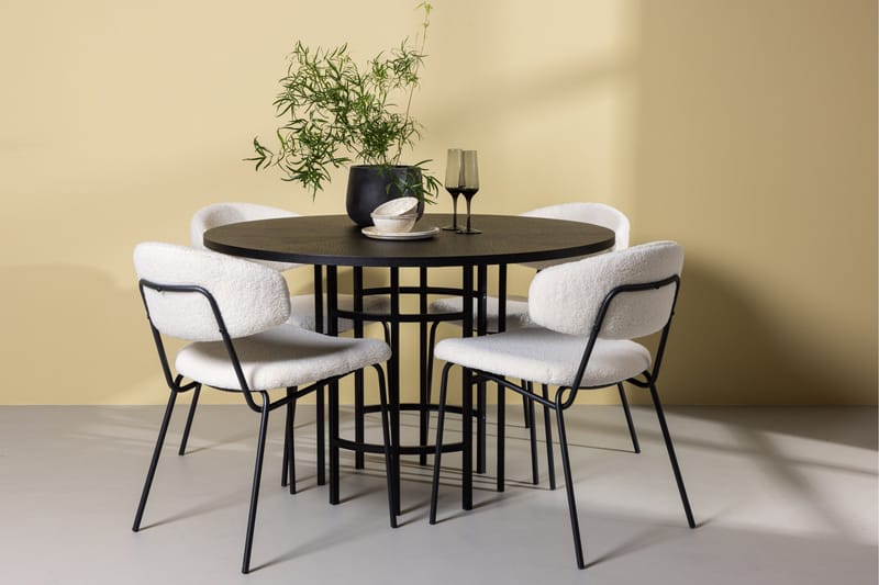 Copenhagen Matgrupp 115 cm Rund med 4 Chico Stolar - Svart - Products - Möbler - Bord & matgrupp - Matgrupp
