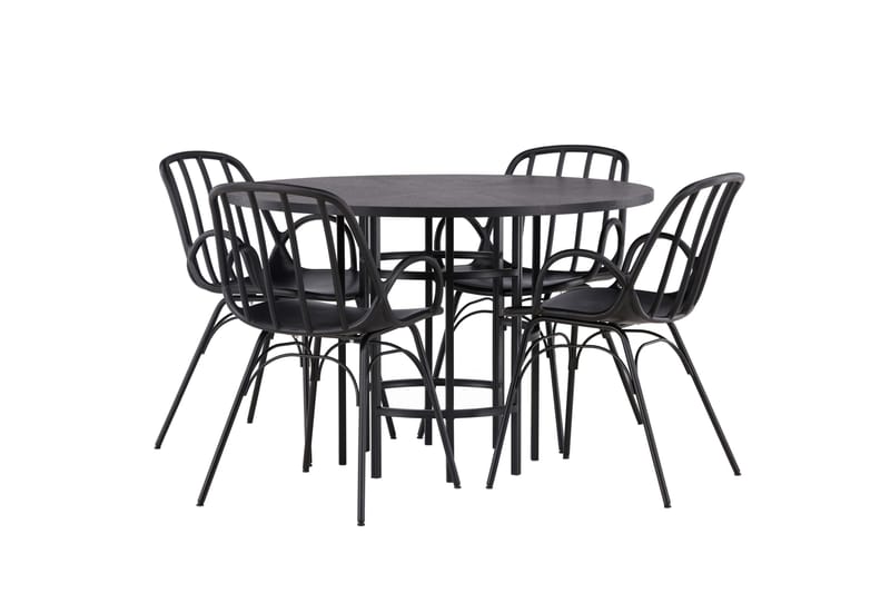 Copenhagen Matgrupp 115 cm Rund med 4 Dyrön stolar - Svart - Products - Möbler - Bord & matgrupp - Matgrupp