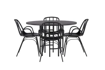 Copenhagen Matgrupp 115 cm Rund med 4 Dyrön stolar - Svart - Products - Möbler - Bord & matgrupp - Matgrupp