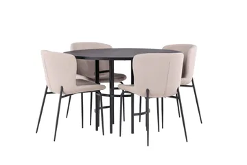 Copenhagen Matgrupp 115 cm Rund med 4 Modesto stolar - Svart - Products - Möbler - Bord & matgrupp - Matgrupp