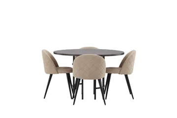 Copenhagen Matgrupp 115 cm Rund med 4 Velvet stolar - Beige - Products - Möbler - Bord & matgrupp - Matgrupp