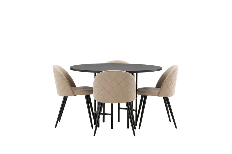 Copenhagen Matgrupp 115 cm Rund med 4 Velvet stolar - Beige - Products - Möbler - Bord & matgrupp - Matgrupp