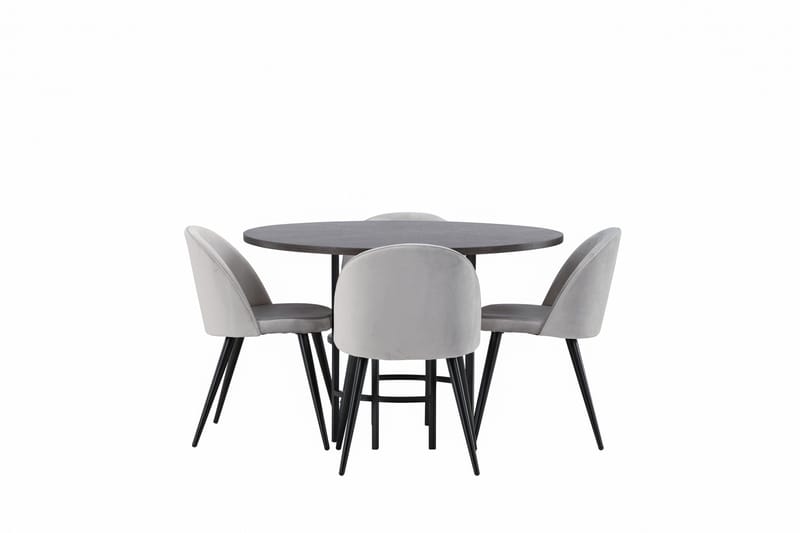 Copenhagen Matgrupp 115 cm Rund med 4 Velvet stolar - Grå - Products - Möbler - Bord & matgrupp - Matgrupp
