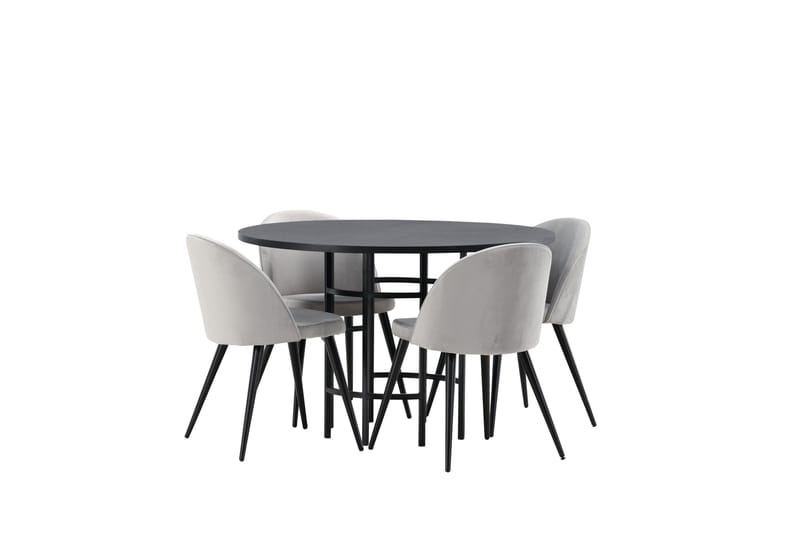Copenhagen Matgrupp 115 cm Rund med 4 Velvet stolar - Svart - Products - Möbler - Bord & matgrupp - Matgrupp