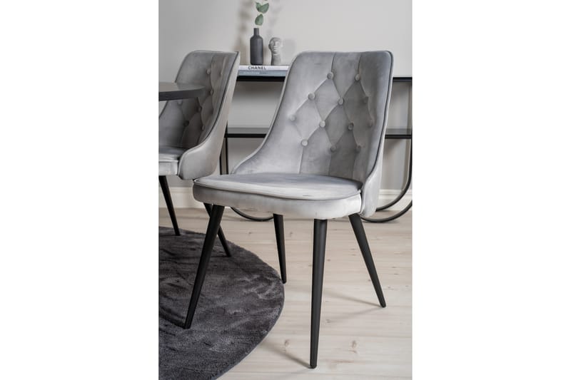 Copenhagen Matgrupp med 6 Valera Lyx Sammetsstolar Svart/Grå - Furniture Fashion - Products - Möbler - Bord & matgrupp - Matgrupp