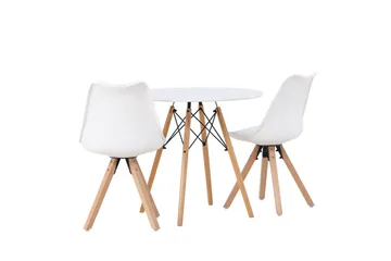 Danburi Matgrupp  60 cm Rund med 2 Zeno stolar - Vit - Products - Möbler - Bord & matgrupp - Matgrupp