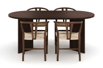 Dano Matbord 180 cm  med 4 Dastoori Matstolar - Valnöt - Products - Möbler - Bord & matgrupp - Matgrupp