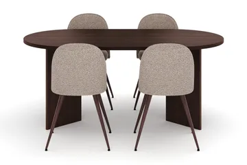 Dano Matbord 180 cm  med 4 Nibe Plus Matstolar - Valnöt / Greige - Products - Möbler - Bord & matgrupp - Matgrupp