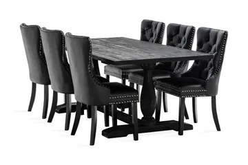 Dijon Matgrupp 200 cm inkl 6 Bergviken Stolar Konstläder - Brun - Products - Möbler - Bord & matgrupp - Matgrupp