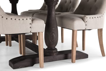 Dijon Matgrupp 200 cm med 6 Viktoria Fåtölj - Vintage Trä / Beige Trä - Products - Möbler - Bord & matgrupp - Matgrupp