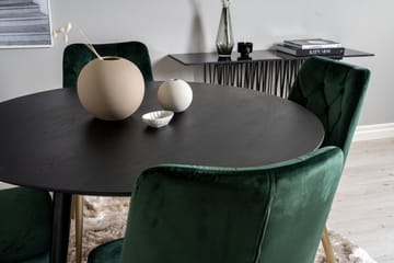 Dipp Matgrupp 115 cm Rund med 4 Velvet Deluxe stolar - Svart/Guld - Products - Möbler - Bord & matgrupp - Matgrupp