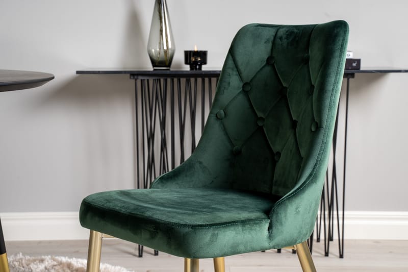 Dipp Matgrupp 115 cm Rund med 4 Velvet Deluxe stolar - Svart/Guld - Products - Möbler - Bord & matgrupp - Matgrupp