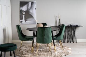 Dipp Matgrupp 115 cm Rund med 4 Velvet Deluxe stolar - Svart/Guld - Products - Möbler - Bord & matgrupp - Matgrupp
