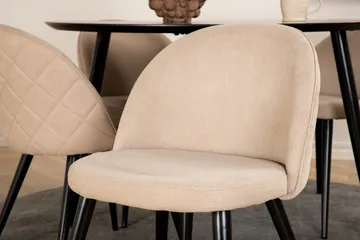 Dipp Matgrupp 115 cm Rund med 4 Velvet stolar - Beige - Products - Möbler - Bord & matgrupp - Matgrupp
