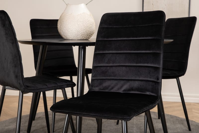 Dipp Matgrupp 115 cm Rund med 4 Windu Lyx stolar - Svart - Products - Möbler - Bord & matgrupp - Matgrupp